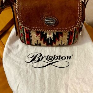Brighton Tan and Red Crossbody Bag